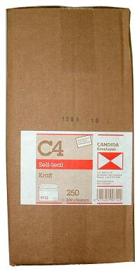 Envelopes C4 Kraft  Box Tropical Seal - 250